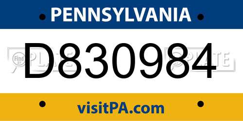 D830984 Pennsylvania License Plate