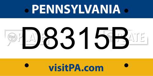 D8315B Pennsylvania License Plate