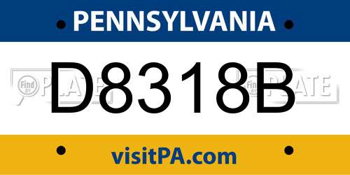 D8318B Pennsylvania License Plate