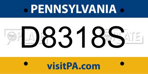 D8318S Pennsylvania License Plate
