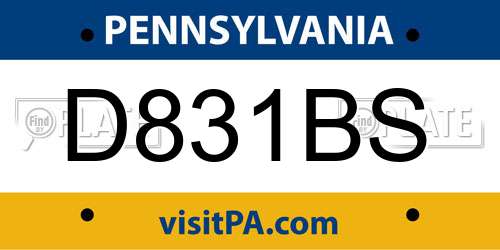 D831BS Pennsylvania License Plate
