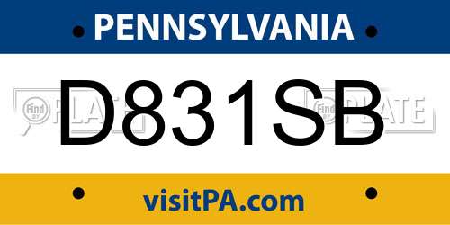 D831SB Pennsylvania License Plate