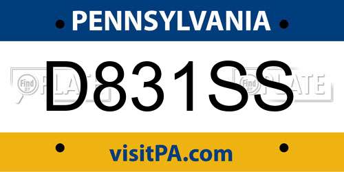 D831SS Pennsylvania License Plate
