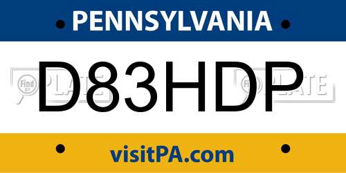 D83HDP Pennsylvania License Plate