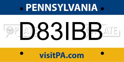 D83IBB Pennsylvania License Plate