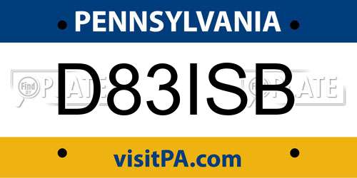 D83ISB Pennsylvania License Plate