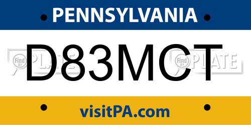 D83MCT Pennsylvania License Plate