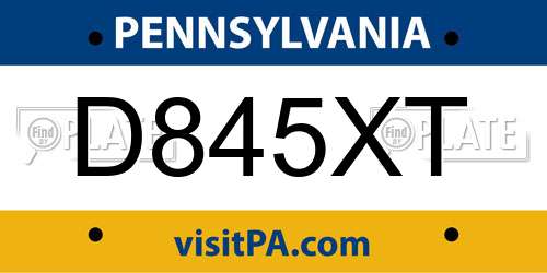 D845XT Pennsylvania License Plate