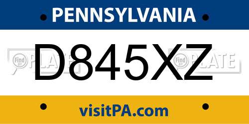 D845XZ Pennsylvania License Plate