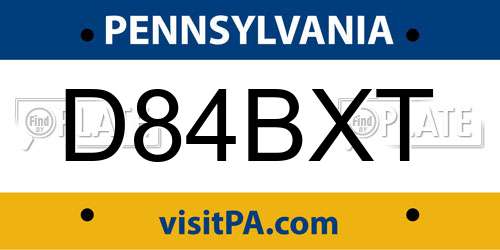 D84BXT Pennsylvania License Plate