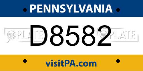 D8582 Pennsylvania License Plate