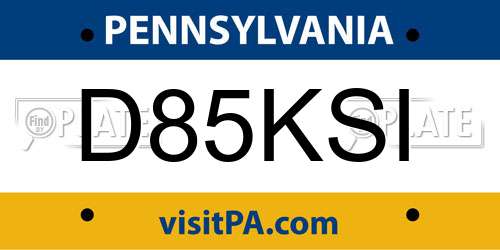 D85KSI Pennsylvania License Plate