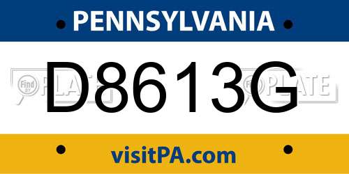 D8613G Pennsylvania License Plate