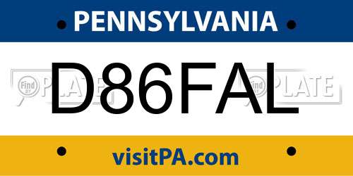 D86FAL Pennsylvania License Plate