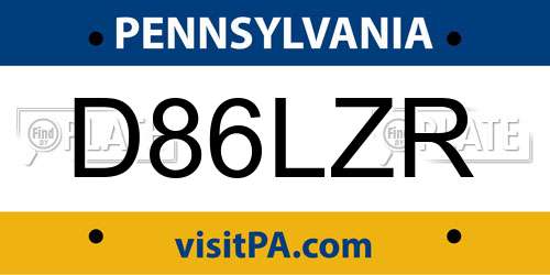D86LZR Pennsylvania License Plate