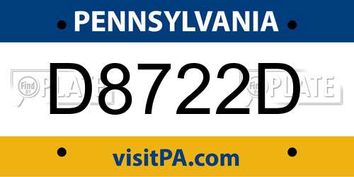 D8722D Pennsylvania License Plate