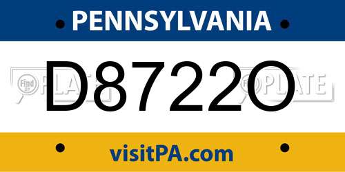 D8722O Pennsylvania License Plate