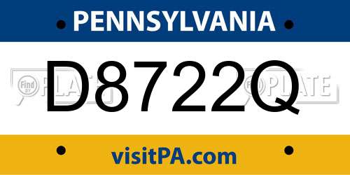 D8722Q Pennsylvania License Plate