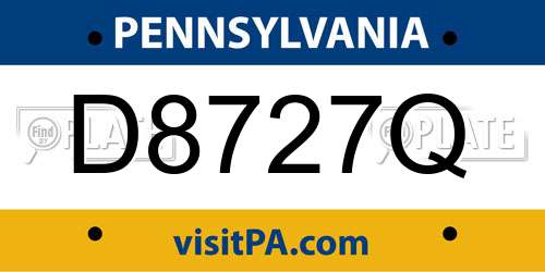 D8727Q Pennsylvania License Plate