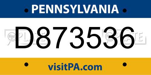 D873536 Pennsylvania License Plate