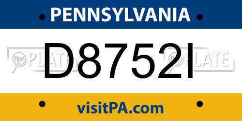 D8752I Pennsylvania License Plate