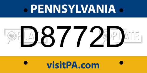 D8772D Pennsylvania License Plate