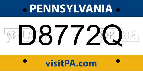 D8772Q Pennsylvania License Plate