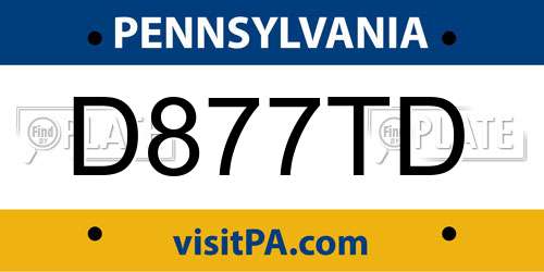D877TD Pennsylvania License Plate