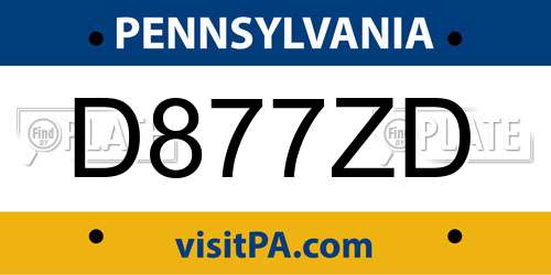 D877ZD Pennsylvania License Plate
