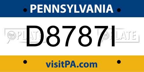 D8787I Pennsylvania License Plate
