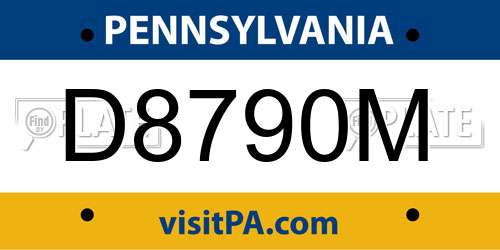 D8790M Pennsylvania License Plate