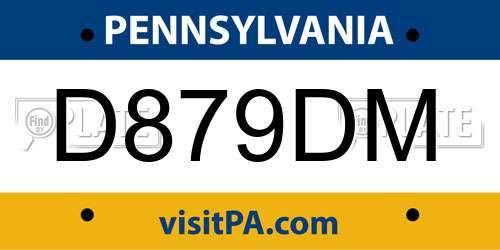 D879DM Pennsylvania License Plate