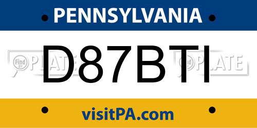 D87BTI Pennsylvania License Plate