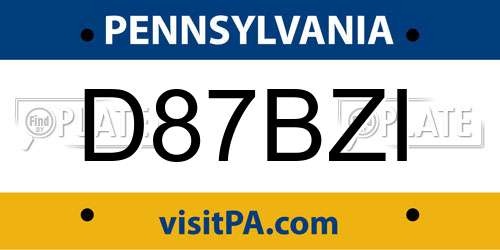 D87BZI Pennsylvania License Plate