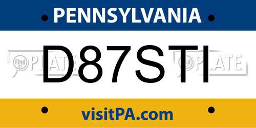 D87STI Pennsylvania License Plate