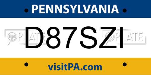 D87SZI Pennsylvania License Plate