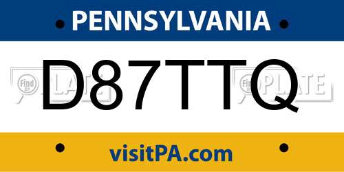 D87TTQ Pennsylvania License Plate