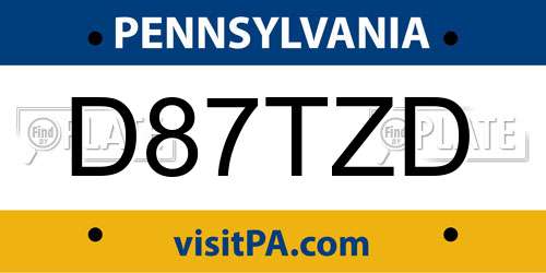 D87TZD Pennsylvania License Plate