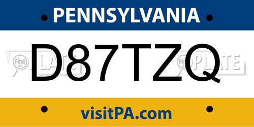 D87TZQ Pennsylvania License Plate