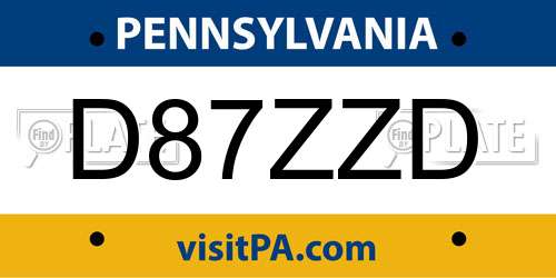 D87ZZD Pennsylvania License Plate