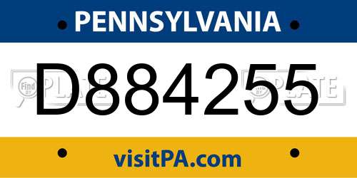 D884255 Pennsylvania License Plate