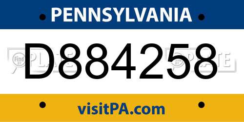 D884258 Pennsylvania License Plate