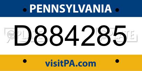 D884285 Pennsylvania License Plate