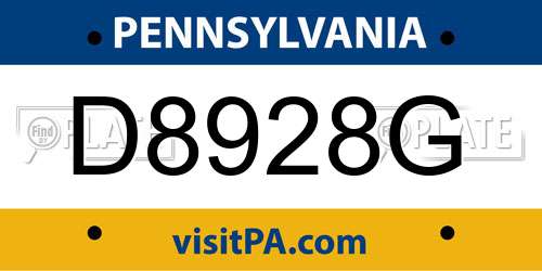 D8928G Pennsylvania License Plate