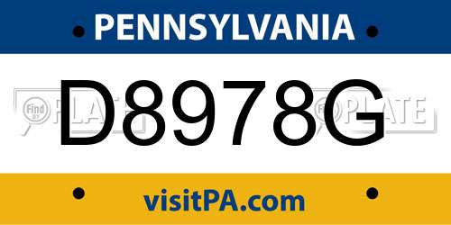 D8978G Pennsylvania License Plate