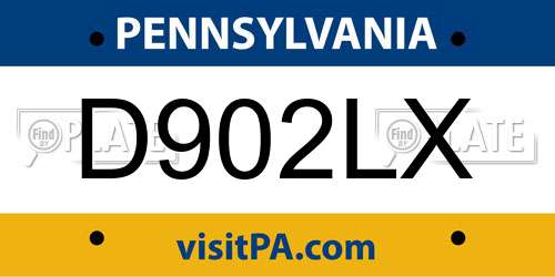 D902LX Pennsylvania License Plate