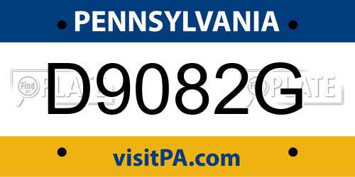 D9082G Pennsylvania License Plate