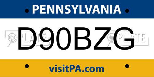 D90BZG Pennsylvania License Plate
