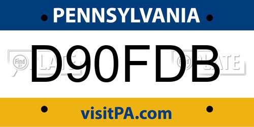 D90FDB Pennsylvania License Plate