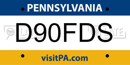 D90FDS Pennsylvania License Plate